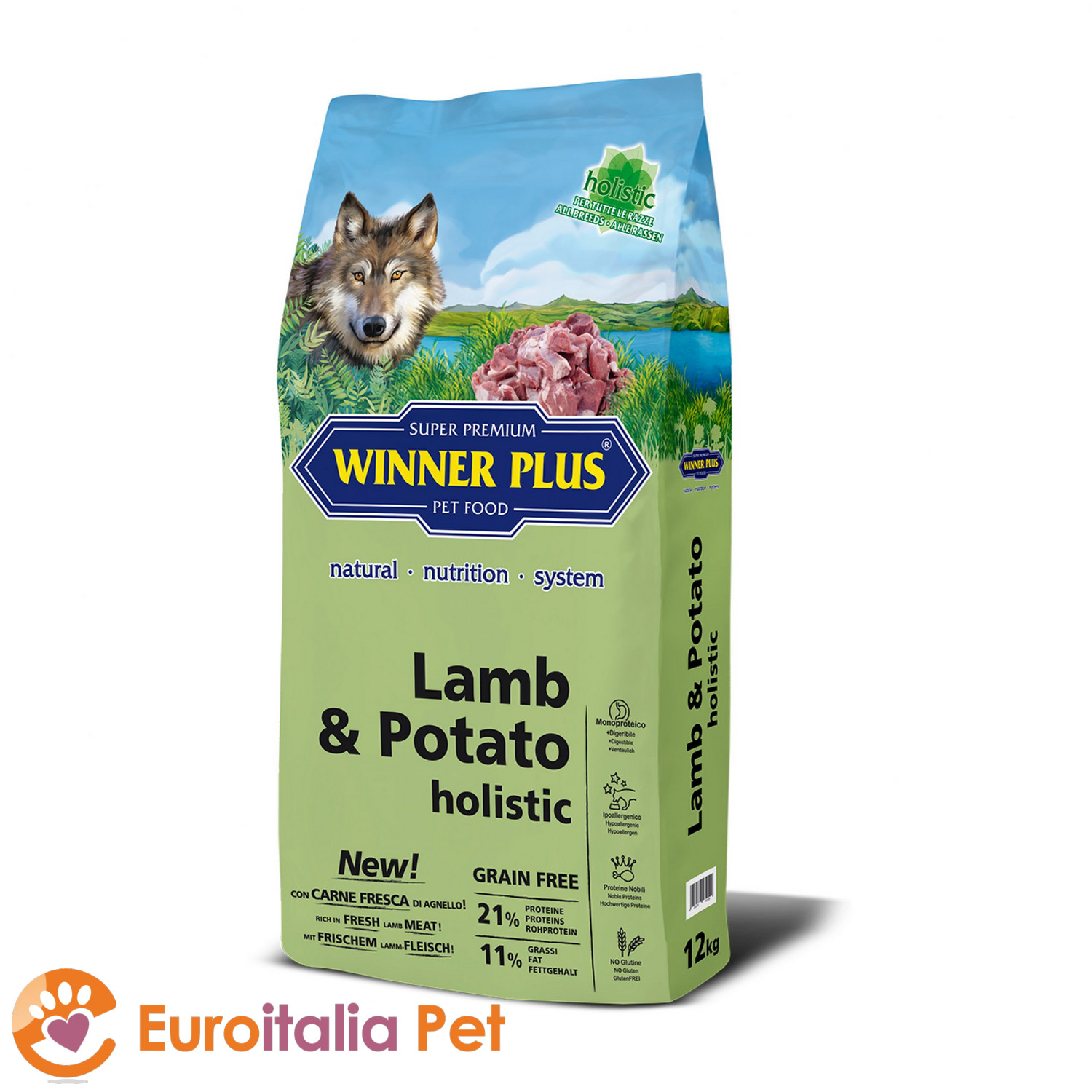 Crocchette WINNER PLUS Agnello & Patete olistico - per cani adulti e...