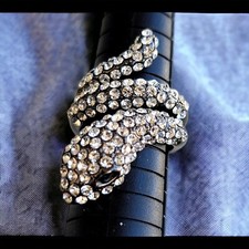 Snake Wrap Around Ring Sz 7 Rhinestone