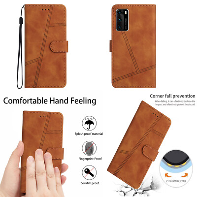 Handyhülle für Huawei P20 P30 P40 Lite P9 P8 Y5P Luxus PU Leder Flip Wallet Case