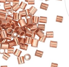 Crimp, 100 Copper Seamless 2x2mm Tube Crimp Beads with 1.2mm Inside Diameter