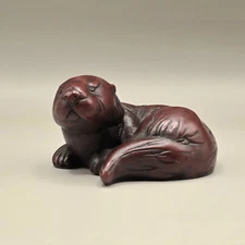 Vintage 80's Boma Sea Otter Figurine Oxblood Resin Canada Marine Mammal