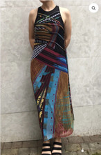 Save The Queen Fit Flare Maxi Long Mesh Boho Dress y2k Sleeveless Vintage Italy