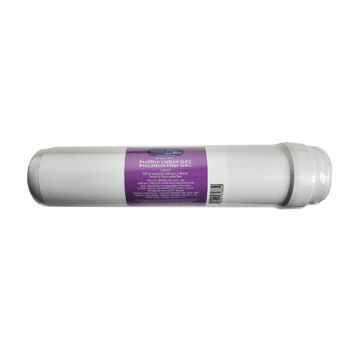Filtro in Linea  Green Filter carbone attivo granulare (GAC) 1/4" FPT 2,5"x11"