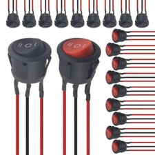 Round Rocker Switch 20PCS ON/OFF/ON 3 Pin KCD1 6A/125V 10A/250V Pre-Wired