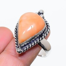 Orange Aventurine Gemstone Handmade Jewelry Ring Size Adjustable KR-117