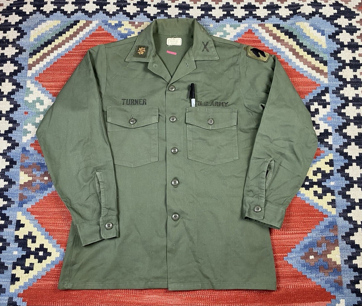 ミリタリーシャツSATEEN, OG107/fatigue(US放出品) Original Vietnam Era US Army Sateen OG 107 Fatigue Shirt