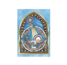 Baby Jesus Stained Glass Design Boxed Christmas Cards (10 pack) Religious