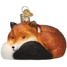 Old World Christmas Hanging Glass Tree Ornament, Cozy Fox (With OWC Gift Box)