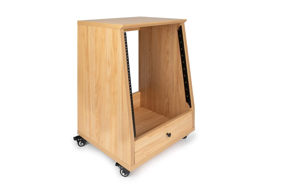 Estante de estudio en ángulo Gator Elite Series 12U con ruedas de bloqueo - Acabado de arce Foto 2 de 4