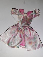 1996 BARBIE LINED Tag DRESS PINK Floral White BOW CUTE DOLL CLOTHES