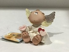 Angel Cheeks Cutie with Red Heart Gold Metal Wings Figurine