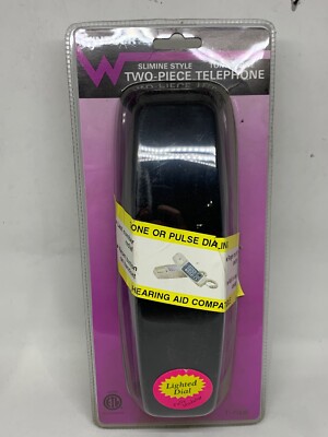 Windsor Two-Piece Telephone Slimine Style Tone or Pulse Dialing Black T-7000