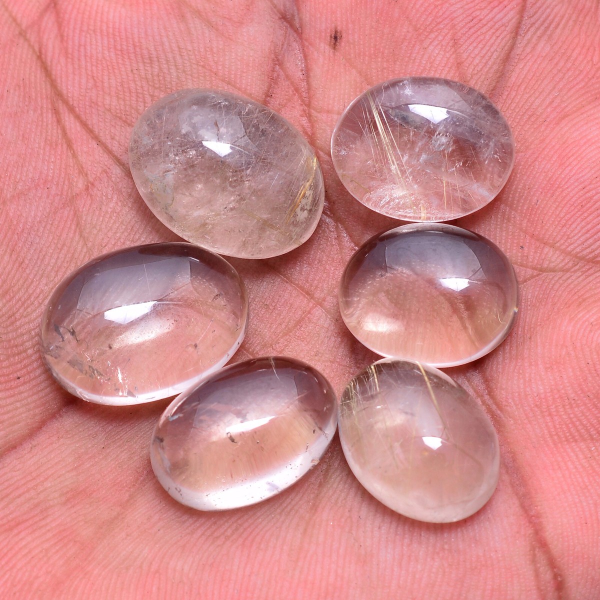 Pcs Natural Rutile Quartz Oval Cabochon Unheated 18mm-21mm Loose