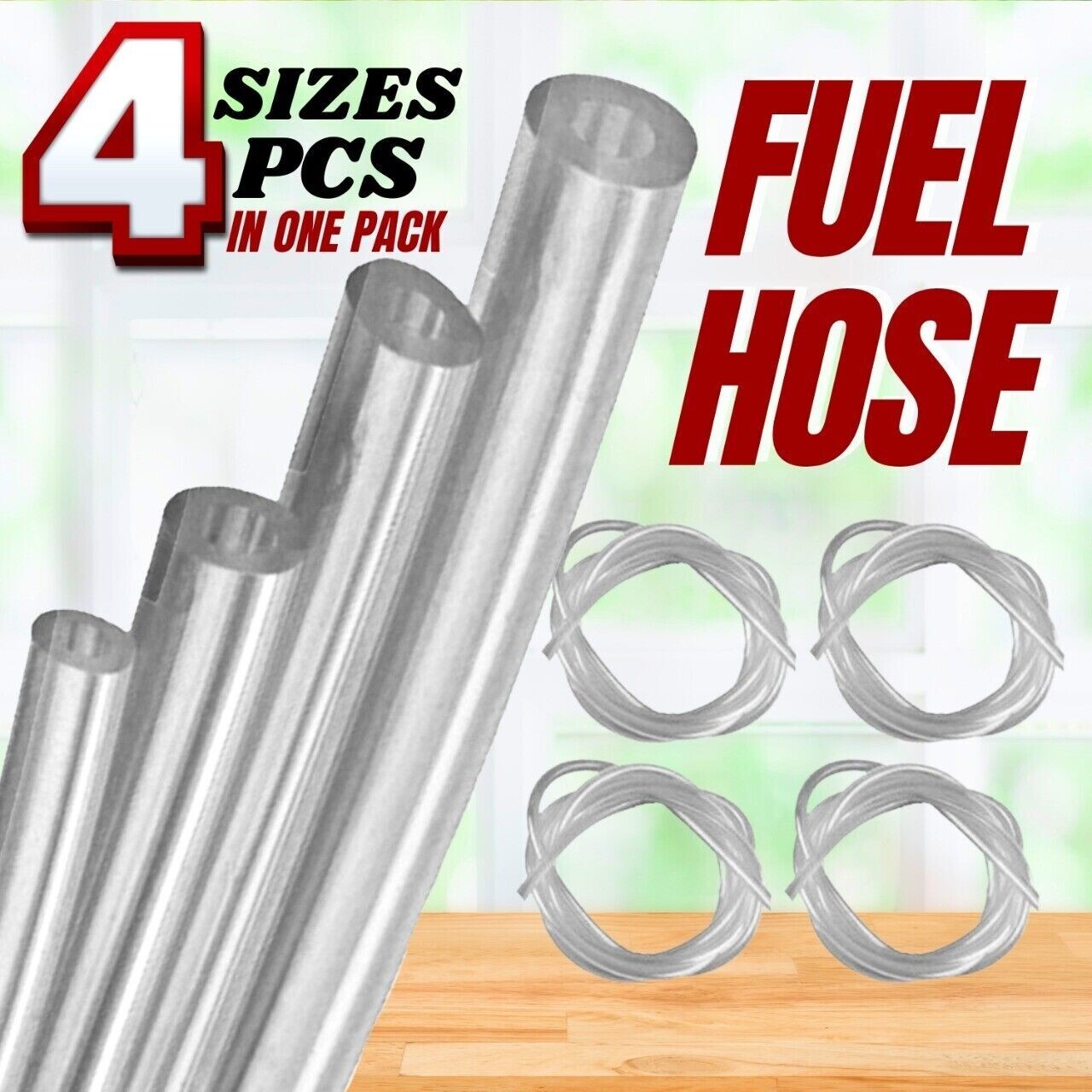 Fuel Line Hose Tygon Tube w/ 4 Sizes Tubing for Common 2 Cycle Small