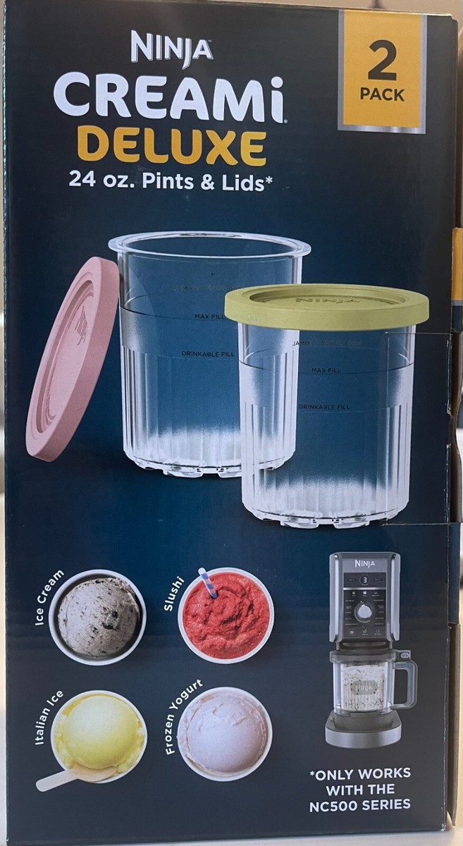 NINJA Creami Deluxe 24oz Pints & Lids Only for NC500/501 Pink Lime