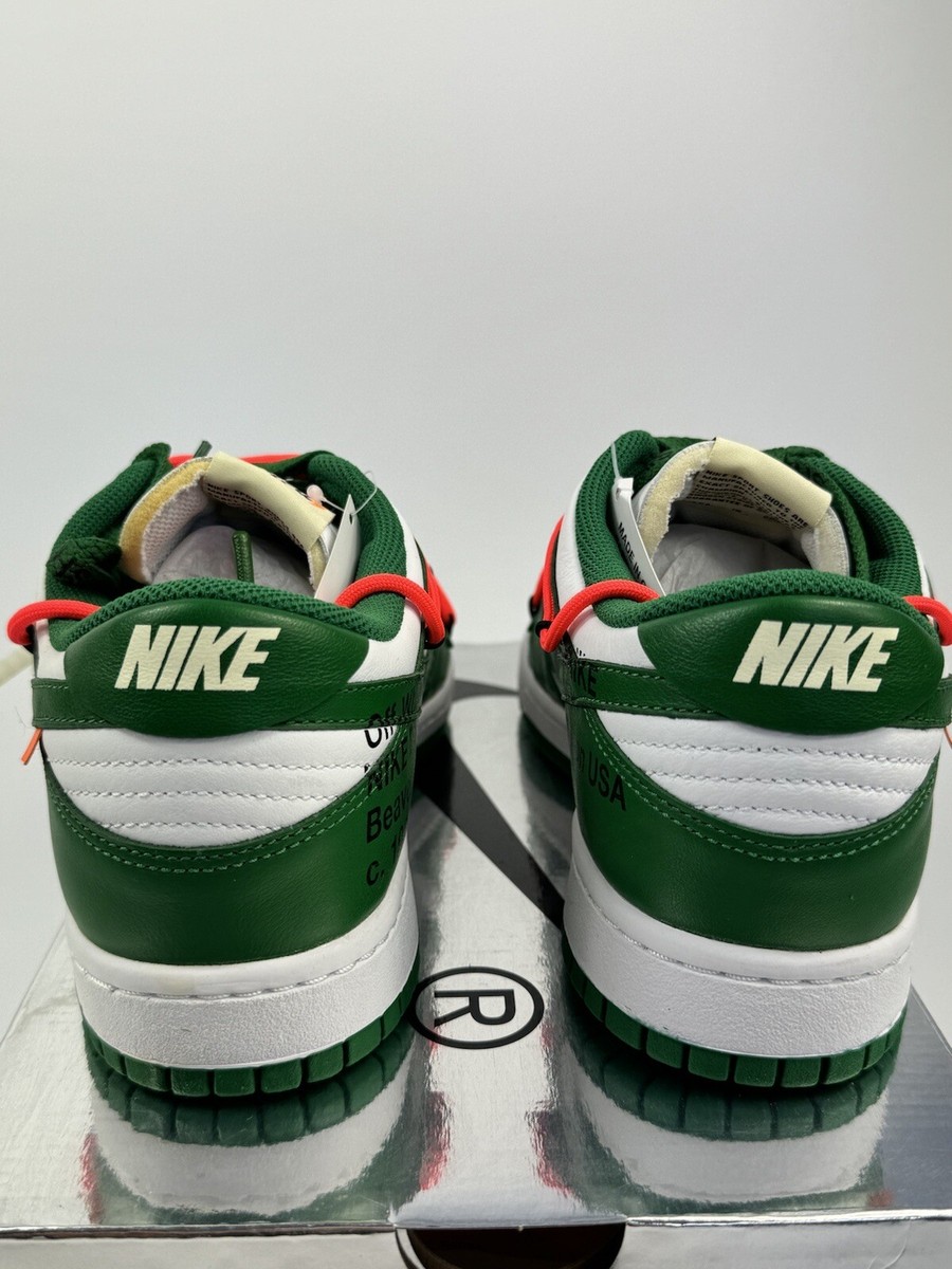 NIKE DUNK LOW X OFF-WHITE PINE GREEN SNEAKERS SIZE: US 9 NIKE DUNK LOW X OFF-WHITE PINE GREEN SNEAKERS SIZE: US 9