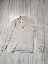 American Eagle Knit Mock Neck 1/4 Zip Button Sweater Pullover Gray Mens Sz M