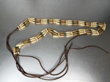 Vintage Native American Wooden Bead Belt Brown Turquoise Faux Leather One Size