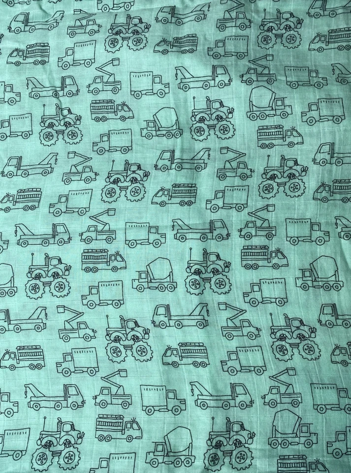 Okie Dokie зеленое муслиновое детское одеяло грузовики транспортные средства хлопковое пеленальное милое 40x40" - Изображение 4 из 4