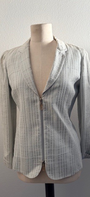 GIORGIO ARMANI WOMANS BLK LABLE SILK LINEN TECH 2 WAY ZIPPER  JACKET SM
