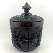 Vintage Black Amethyst Covered Candy Dish With Lid