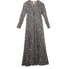 Zimmermann Long Sleeve V-Neck Animal Print Maxi Dress Sz 1/ US 6/ M Boho Exotic