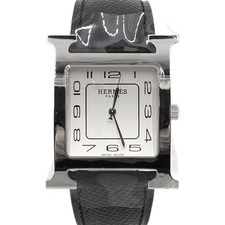 Hermes HH1810 Temporada 26 H Hora Esfera Blanca Grande Cuarzo Negro 159884613 [U]