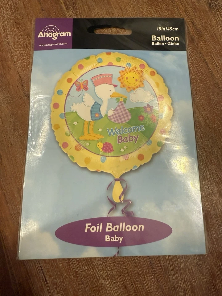 6x Welcome Baby Stork Foil Balloon 18" Round Party Decoration Baby Shower USA - Image 2 of 4