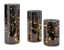LIVARNO home LED-Windlichter 3er Set Glaszyli...