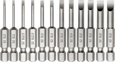 12 Pieces Magnetic Slotted Screwdriver Bit Set, 1/4 Inch Hex Shank Flat Head Dri