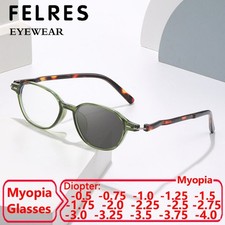 Unisex Oval Photochromic Myopia Nearsighted Glasses Outdoor Shade Sunglasses New