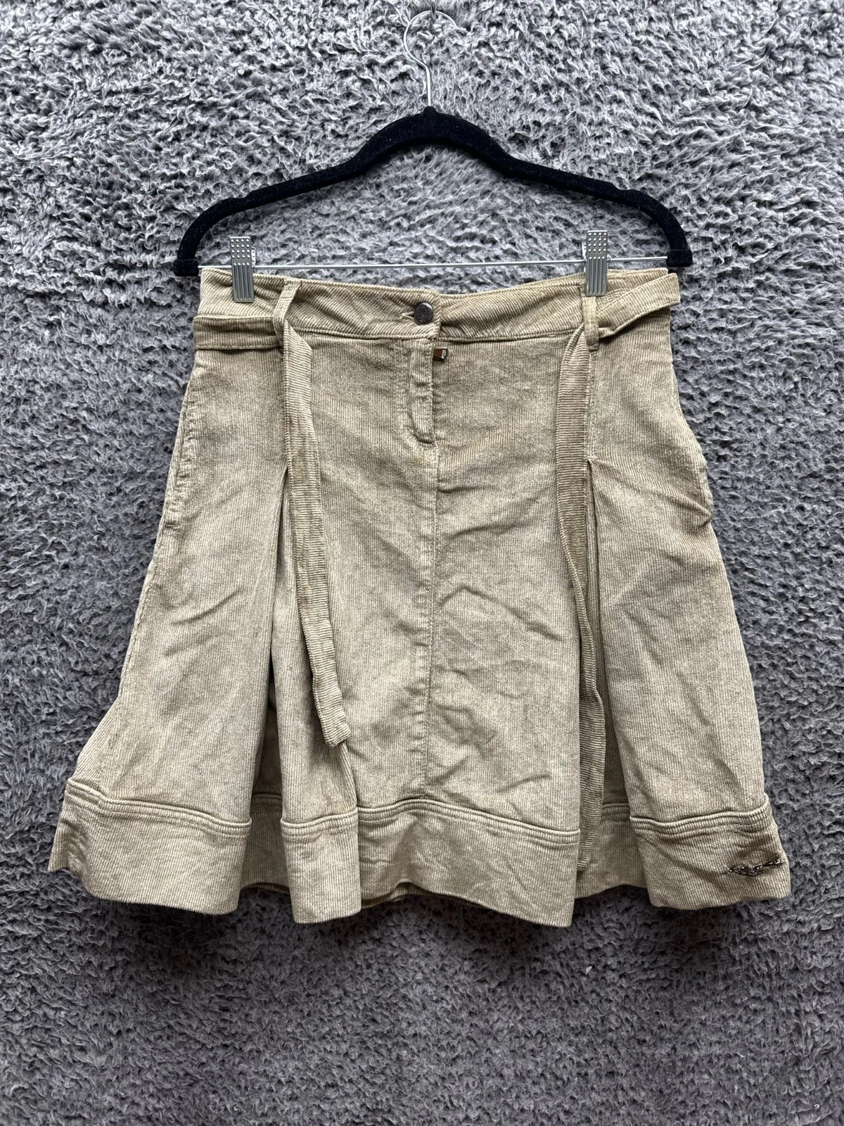 Pinko High Waist Pleated A-line Mini Skirt Beige Womens Size XL