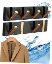 2 Pack Elegant Waterproof Wall Hooks, Foldable Towel Hooks 4 Hooks Black Gold