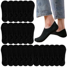 12 Pairs No Show Socks Men Low Cut Non Slip One Size, 12pairs-black style C 