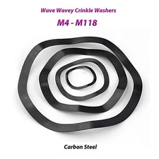 Black Carbon Steel M4 M5 M6 M8 M10 M12 - M118 Wave Wavey Crinkle Washers Gasket