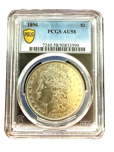 1896 MORGAN SILVER DOLLAR $1 *PCGS AU58 CHOICE ABOUT UNCIRCULATED* BLAST WHITE