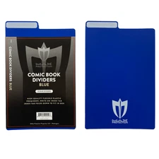 50ct Max Protection Blue Plastic Comic Book Dividers with Folding Write On Tab