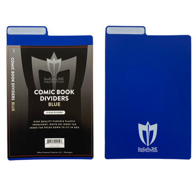 50ct Max Protection Blue Plastic Comic Book Dividers with Folding Write On Tab