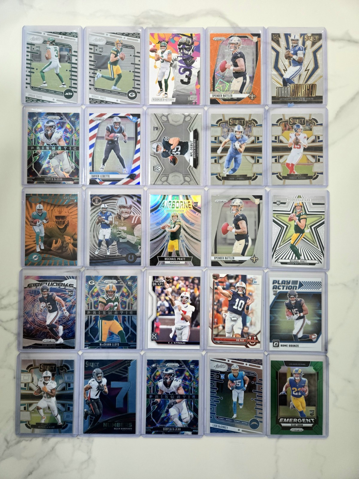 NFL Rookie Trading Card Lot - 100 Card Lot #5 Nix, Odunze, Achane, Bijan All RC
