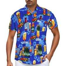 Beer Lovers Unisex Hawaiian Shirt Tropical Drinking Party Casual Aloha Tops