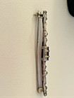 Vintage Sterling Silver Filigree Carved Red Garnet Bar Pin Brooch 2” Long — photo 3