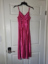A New Day Ruched Midi Silky Soft Slip Dress Pink Womens Size Small (mc)