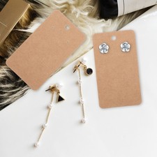 100 Pcs Kraft Paper Earring Cards Jewelry Display Holder Brown 9 x 5 cm