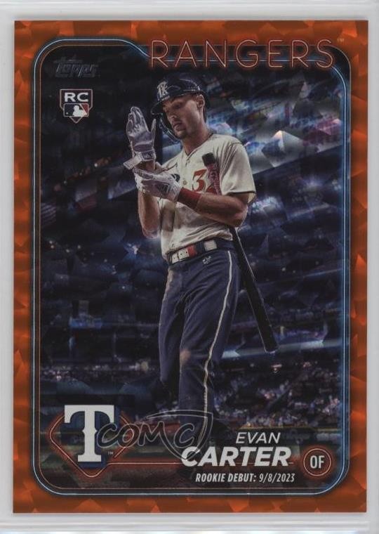 2024 Topps Update Debut Orange Crackle Foilboard /299 Evan Carter Rookie RC 00ht