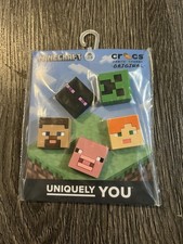 Minecraft Jibbitz Charms Crocs Steve Alex Enderman Creeper Pig Mojang 5-Pack NEW
