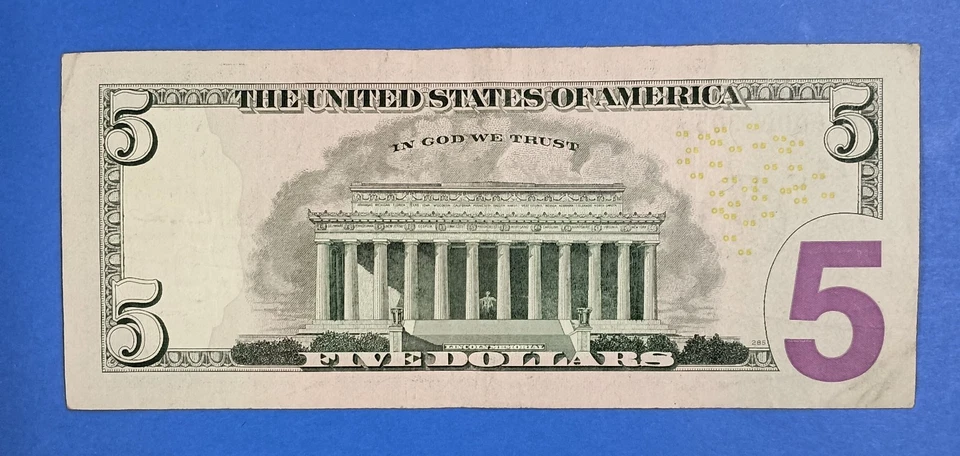 ME00006305* $5 2013 E Star Note Low Fancy Serial Number Five Dollar Bill - Image 3 of 3