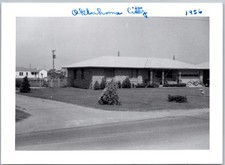 Vtg Snapshot OK City Brick Ranch House Home Yard Bicycles 1956