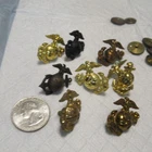 VINTAGE WW1/WW2 ERA US MILITARY 8 SMALLER  MARINE CORP EMBLEMS SCREW BACKS