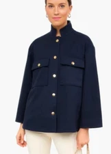 EUC Tuckernuck Marant Shirt Jacket Navy Blue Womens S Gold Buttons $195 Sold Out