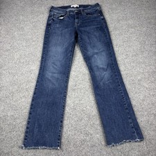 Lucky Brand Jeans Women  s 6/28 Sweet Mid Rise Straight Raw Hem Dark Wash Stretch